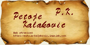 Petoje Kalaković vizit kartica